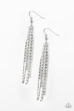 Load image into Gallery viewer, Paparazzi Red Carpet Bombshell - White - Rhinestones - Ornate Silver Tassel Earrings - $5 Jewelry with Ashley Swint