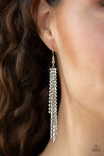 Load image into Gallery viewer, Paparazzi Red Carpet Bombshell - White - Rhinestones - Ornate Silver Tassel Earrings - $5 Jewelry with Ashley Swint