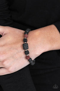 Paparazzi Refreshed and Rested - Brown - and Black Lava Rocks - Stretchy Band - Bracelet - $5 Jewelry With Ashley Swint