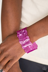 Paparazzi Retro Ruffle - Purple - Scalloped Acrylic Cuff - Bracelet - $5 Jewelry with Ashley Swint