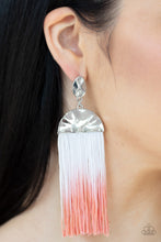 Load image into Gallery viewer, Paparazzi Rope Them In - ORANGE / CORAL - Tassel / Fringe / Thread - Hammered Silver Frames - Earrings - $5 Jewelry with Ashley Swint