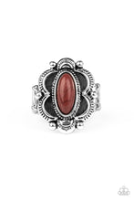 Load image into Gallery viewer, Paparazzi Sage Garden - Brown - Fired Brick Stone - Scalloped Silver Ring - $5 Jewelry with Ashley Swint