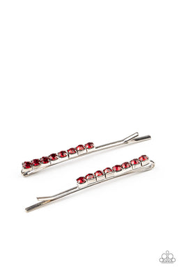 PRE-ORDER - Paparazzi Satisfactory Sparkle - Red - Bobby Pins Hair Clips - $5 Jewelry with Ashley Swint