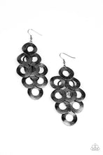 Load image into Gallery viewer, Paparazzi Scattered Shimmer - Black - Hammered Shimmer Gunmetal Hoops - Earrings - $5 Jewelry with Ashley Swint