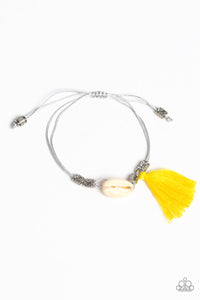 Paparazzi SEA If I Care - Yellow Thread / Fringe - Seashell Sliding Knot Bracelet - $5 Jewelry With Ashley Swint