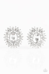 Paparazzi Serious Star Power - White Rhinestones - POST Earrings - $5 Jewelry with Ashley Swint