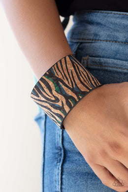 Paparazzi Show Your True Stripes - Blue - Cork Bracelet - Life of the Party Exclusive April 2020 - $5 Jewelry with Ashley Swint