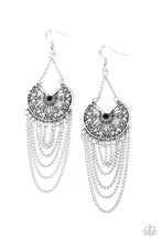 Load image into Gallery viewer, Paparazzi So Social Butterfly - Black Rhinestones - Silver Chains / Fringe Earrings - $5 Jewelry with Ashley Swint