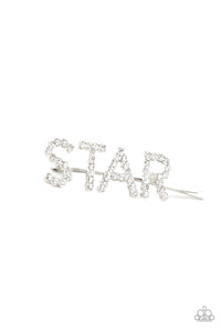 Paparazzi Star In Your Own Show - White - Glittery Rhinestones - Bobby Pin Hair Clip - $5 Jewelry with Ashley Swint