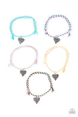 Paparazzi Starlet Shimmer - Bracelets - 10 - Silver Heart Charms - Braided Sliding Knot Closures - $5 Jewelry with Ashley Swint