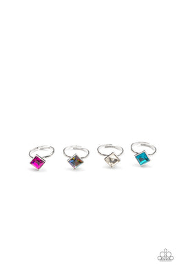 Paparazzi Starlet Shimmer Rings - 10 - Regal Square Cuts in OIL SPILL, Pink, Blue & White - $5 Jewelry with Ashley Swint