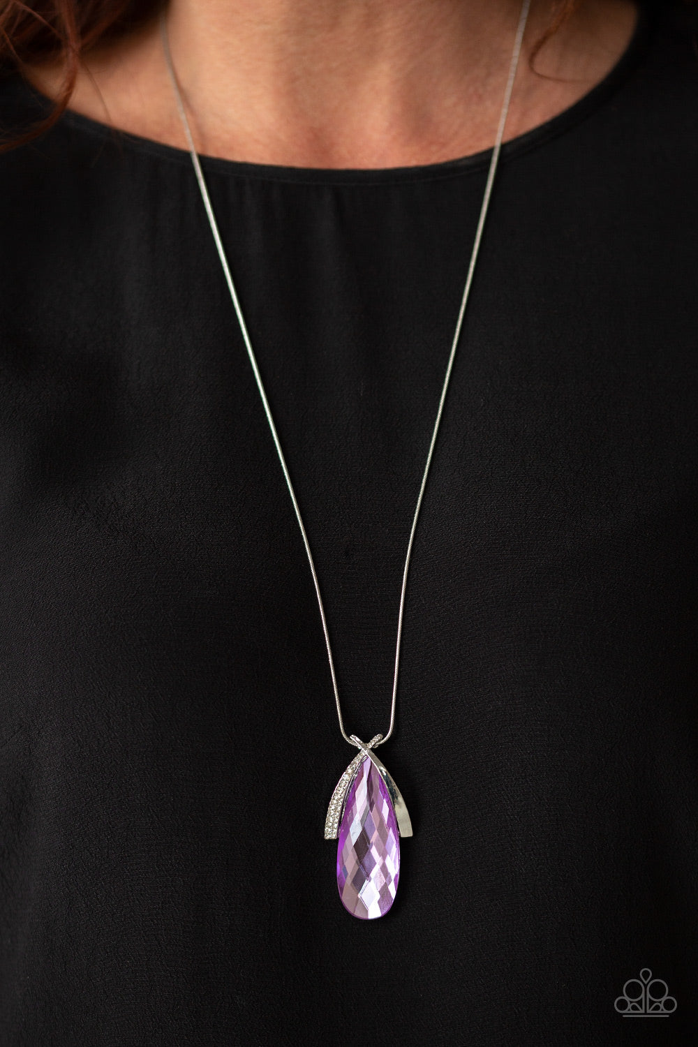 Paparazzi Stellar Sophistication - Purple Teardrop Gem - White Rhinestones - Necklace & Earrings - $5 Jewelry with Ashley Swint