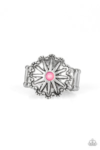 Paparazzi Stone Sensei - Pink - Antiqued Silver Floral - Ring - $5 Jewelry with Ashley Swint
