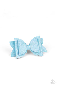 Paparazzi Sugar Rush - Blue - Glittery Suede Bow - Hair Clip - $5 Jewelry with Ashley Swint