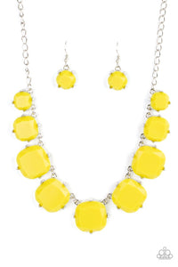 Paparazzi Prismatic Prima Donna - Yellow - Necklace & Earrings - $5 Jewelry with Ashley Swint