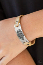 Load image into Gallery viewer, Paparazzi Take The LEAF - Brown Leather - Silver Antiqued Finish Embossed Plate - Snap Bracelet - $5 Jewelry with Ashley Swint
