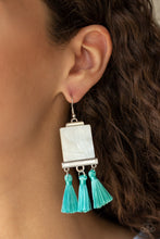 Load image into Gallery viewer, Paparazzi Tassel Retreat - Blue - Shell Like - Thread / Fringe / Tassel - Earrings - $5 Jewelry with Ashley Swint