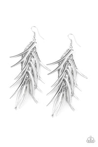 Paparazzi Tasseled Talons - Silver - Talon Bars Cascade - Earrings - $5 Jewelry with Ashley Swint