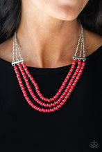 Load image into Gallery viewer, Paparazzi Terra Trails - Red Stones - Silver Accents &amp; Chains - Necklace &amp; Earrings - $5 Jewelry with Ashley Swint