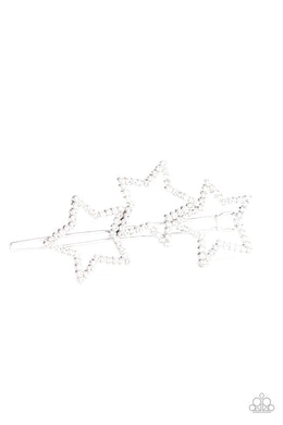 Paparazzi Thank My Lucky Stars - White Rhinestones  - Patriotic Star - Hair Clip - $5 Jewelry with Ashley Swint