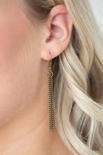 Load image into Gallery viewer, Paparazzi The Keynoter - Brass - Keys Pendant - Shimmery Brass Chain Necklace &amp; Earrings - $5 Jewelry With Ashley Swint
