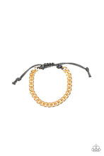Load image into Gallery viewer, Paparazzi Throwdown - Gold - Black Cording - Thick Curb Chain Bracelet - Men&#39;s Collection - $5 Jewelry With Ashley Swint
