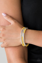 Load image into Gallery viewer, Paparazzi Tourist Trap - Yellow - Wire Wrap Coil Bracelet - $5 Jewelry With Ashley Swint