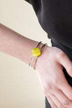 Load image into Gallery viewer, Paparazzi Turn Up The Glow - Yellow Moonstones - Silver Cuff Bracelet - $5 Jewelry With Ashley Swint