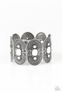 Paparazzi Turn Up The TROPICAL Heat - White Beads - Silver Stretchy Bracelet - $5 Jewelry with Ashley Swint