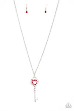 Load image into Gallery viewer, Paparazzi Unlock Your Heart - RED Rhinestones - Key Pendant - Necklace &amp; Earrings - $5 Jewelry with Ashley Swint