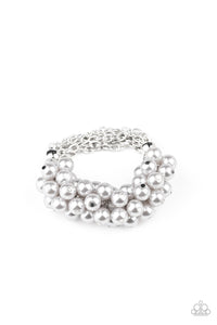 Paparazzi Up Class Clash - Silver Pearls - Stretchy Band - Bracelet - $5 Jewelry with Ashley Swint