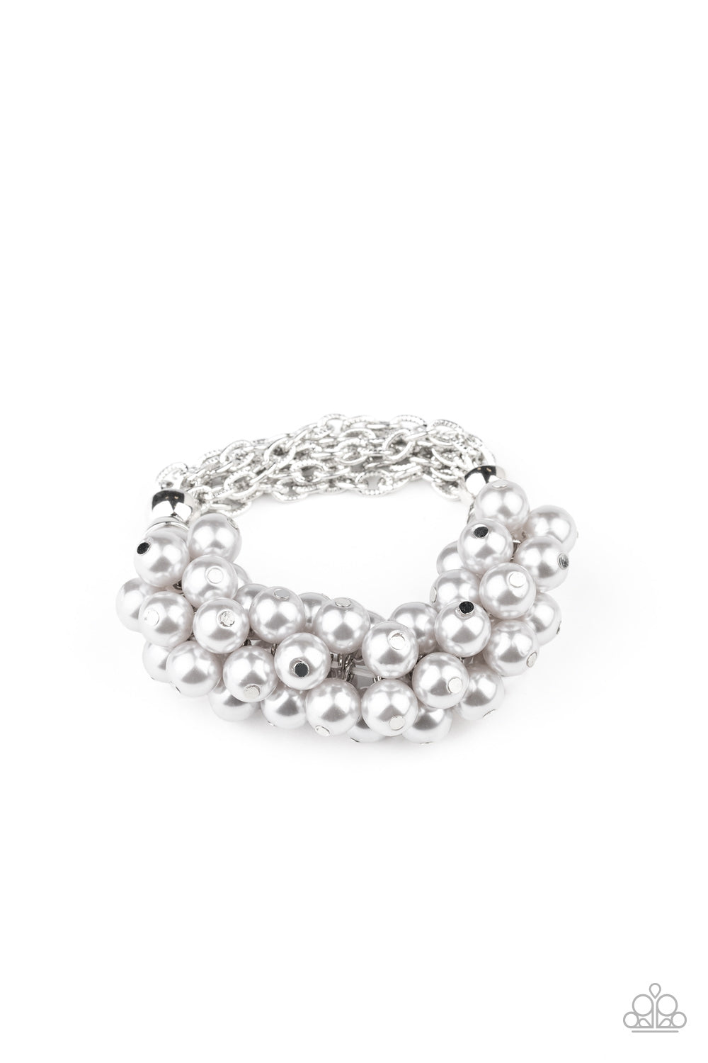 Paparazzi Up Class Clash - Silver Pearls - Stretchy Band - Bracelet - $5 Jewelry with Ashley Swint