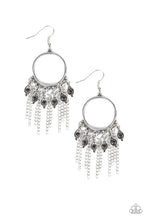 Load image into Gallery viewer, Paparazzi Very Vagabond - Black Beaded - Teardrop Frames - Chain Fringe - Silver Hoop - Earrings - $5 Jewelry with Ashley Swint