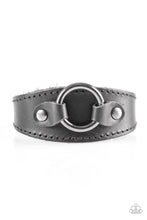 Load image into Gallery viewer, Paparazzi Western Wrangler - Black Leather - Gunmetal ring - Snap Bracelet - $5 Jewelry With Ashley Swint