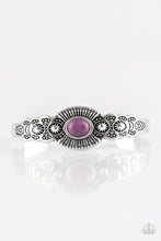 Load image into Gallery viewer, Paparazzi Wide Open Mesas - Purple Stone - Silver Cuff Bracelet - $5 Jewelry With Ashley Swint