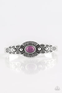 Paparazzi Wide Open Mesas - Purple Stone - Silver Cuff Bracelet - $5 Jewelry With Ashley Swint
