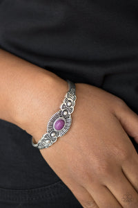 Paparazzi Wide Open Mesas - Purple Stone - Silver Cuff Bracelet - $5 Jewelry With Ashley Swint