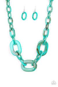 Paparazzi  All In-VINCIBLE - Blue Turquoise Acrylic - Necklace & Earrings - $5 Jewelry With Ashley Swint