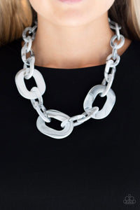 Paparazzi All In-VINCIBLE - Silver - Acrylic necklace and matching Earrings - $5 Jewelry With Ashley Swint