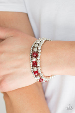 Paparazzi Always On The GLOW - Red Moonstone - Set of 3 Bracelets - $5 Jewelry With Ashley Swint
