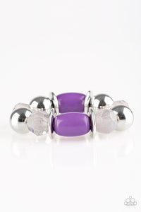 Paparazzi BAY After BAY - Purple - Faceted Beads - Stretchy Band Bracelet - $5 Jewelry With Ashley Swint
