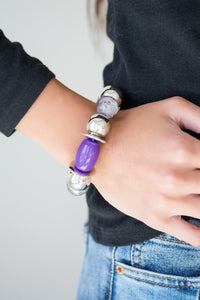 Paparazzi BAY After BAY - Purple - Faceted Beads - Stretchy Band Bracelet - $5 Jewelry With Ashley Swint
