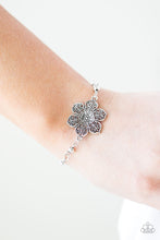 Load image into Gallery viewer, Paparazzi Bermuda Bloom - Silver Filigree Flower Bracelet - $5 Jewelry With Ashley Swint