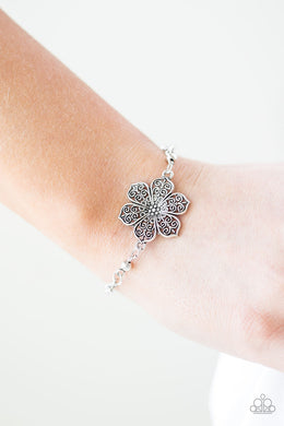 Paparazzi Bermuda Bloom - Silver Filigree Flower Bracelet - $5 Jewelry With Ashley Swint