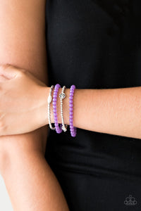 Paparazzi Blooming Buttercups - Purple Beads - Set of 4 Bracelets - $5 Jewelry With Ashley Swint