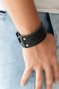 Paparazzi Bucking Bronco - Black Leather - Diamond Cutouts - Urban Bracelet - $5 Jewelry With Ashley Swint
