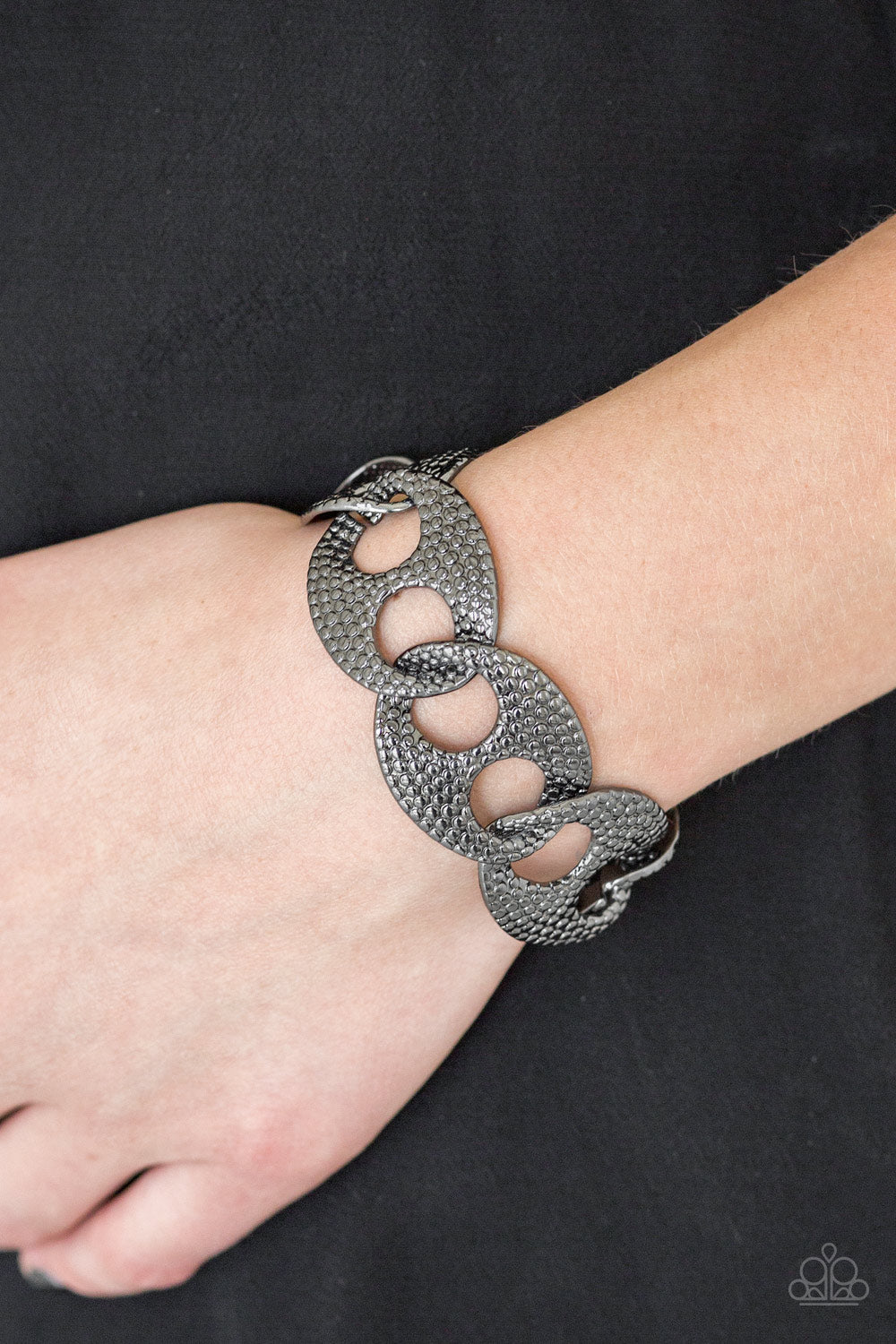 Paparazzi Casual Connoisseur - Black - Gunmetal Links - Bold Bracelet - $5 Jewelry With Ashley Swint