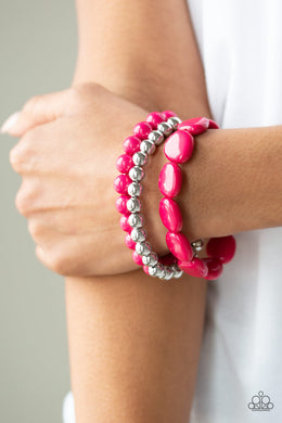 Paparazzi Color Venture - Pink - Set of 3 Bracelets - $5 Jewelry With Ashley Swint