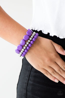 Paparazzi Color Venture - Purple - Set of 3 Bracelets - $5 Jewelry With Ashley Swint