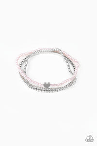 Paparazzi Cuter Than Cupid - Pink - Pearly Beads - Glittery White Rhinestones - Set of 3 Bracelets - $5 Jewelry With Ashley Swint